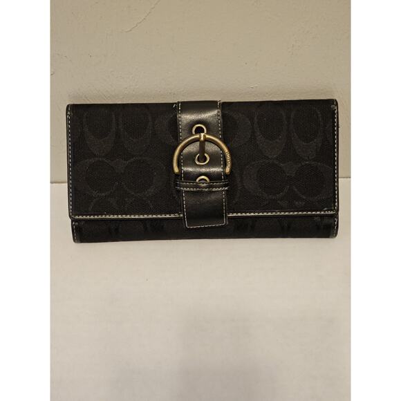 Coach Trifold Belted Wallet Black - Picture 1 of 8